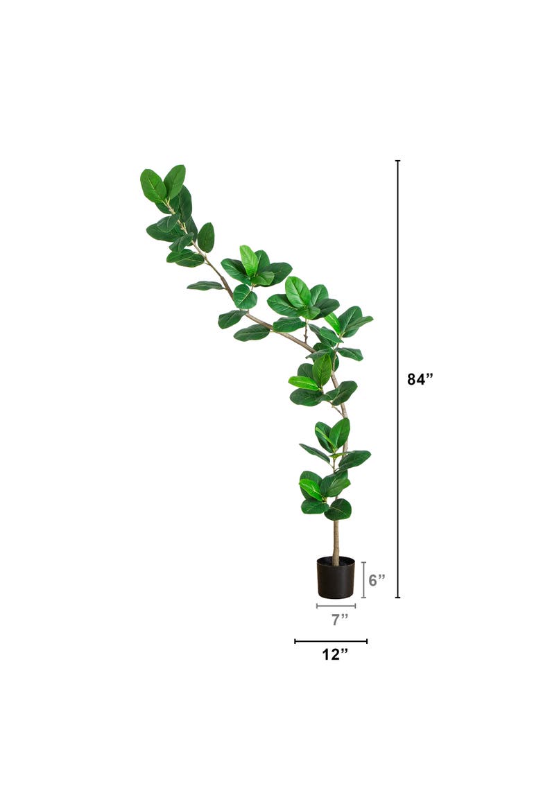 7-ft Artificial Curved Trunk Audrey Ficus Tree, Alternate, color, Green