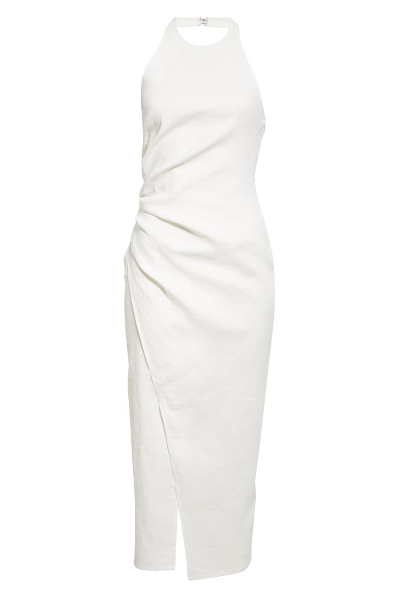 Sylvie Halter Neck Linen Blend Dress, Alternate, color, WHITE