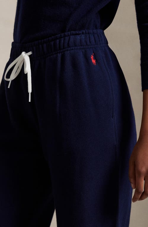 Polo Ralph Lauren Cotton Blend Fleece Wide Leg Sweatpants In Blue
