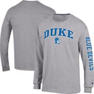 Champion Men's Champion Heather Gray Duke Blue Devils Arch Over Logo 2-Hit Long Sleeve T-Shirt