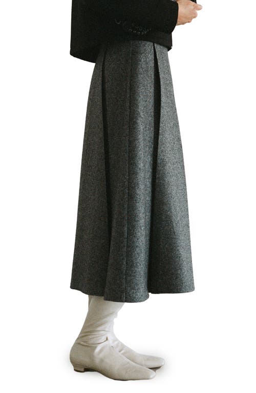 Mango Marbled Wool Pleated Skirt Grey In Grey