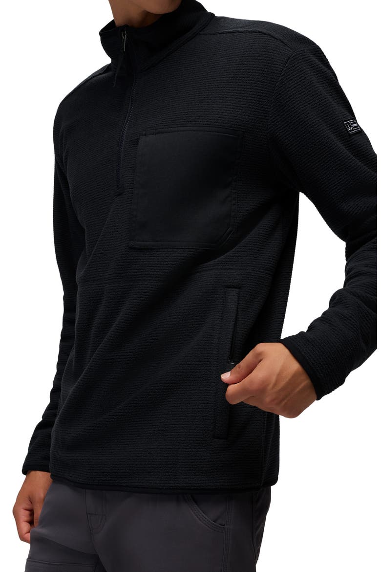Stretch Zion Fleece Quarter Zip Pullover, Alternate, color, BLACK