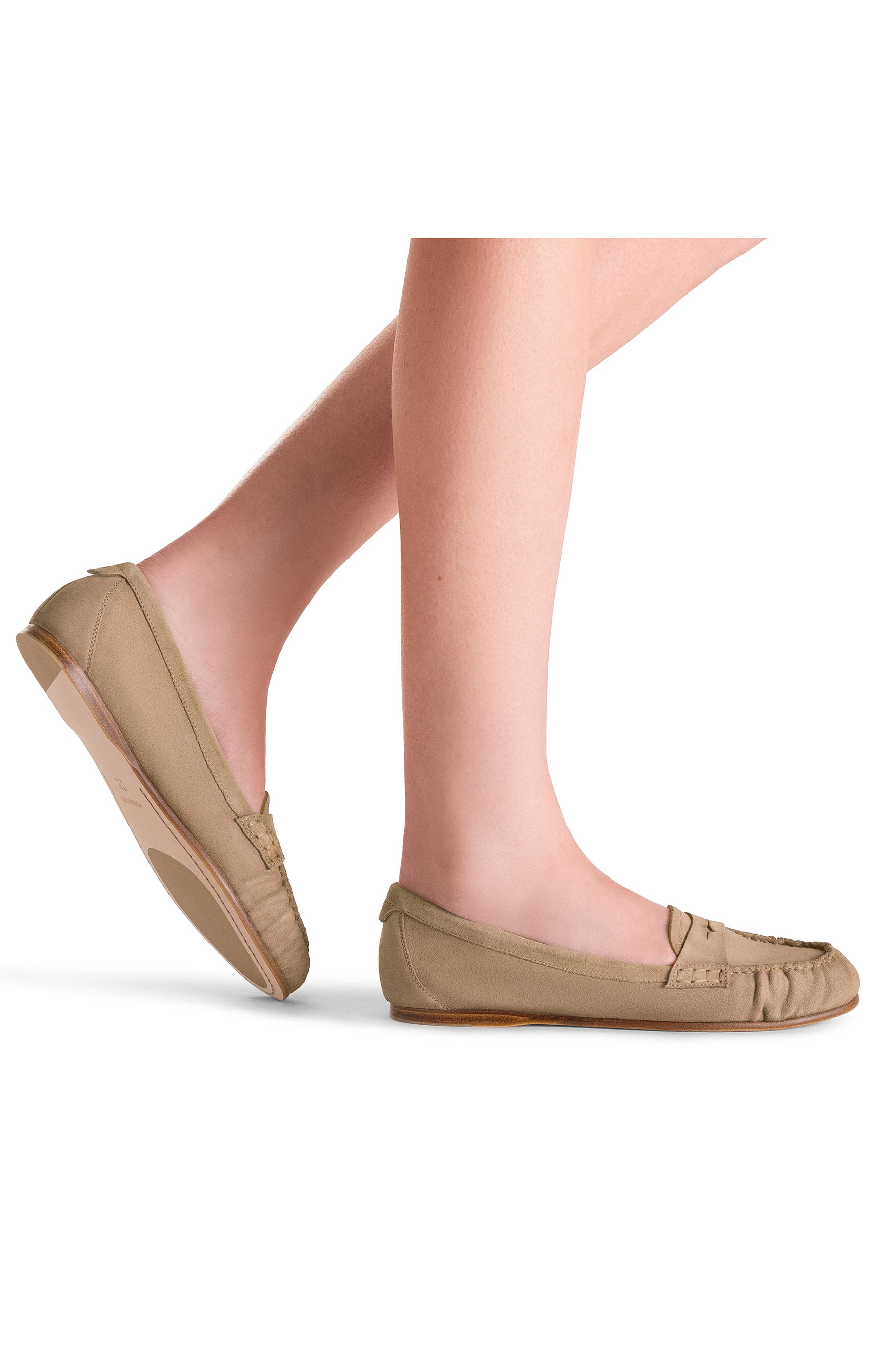 Celina Ruffle Penny Loafer, Alternate, color, CREAM SUEDE