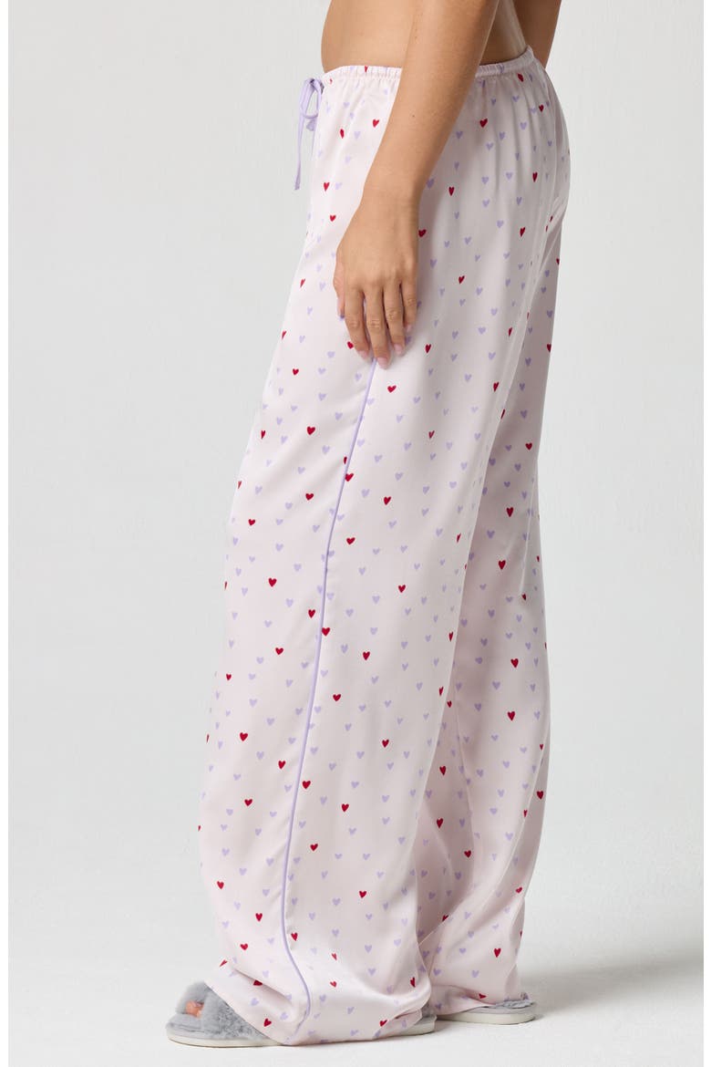 Bow Satin Pajama Pants, Alternate, color, MULTI HEART