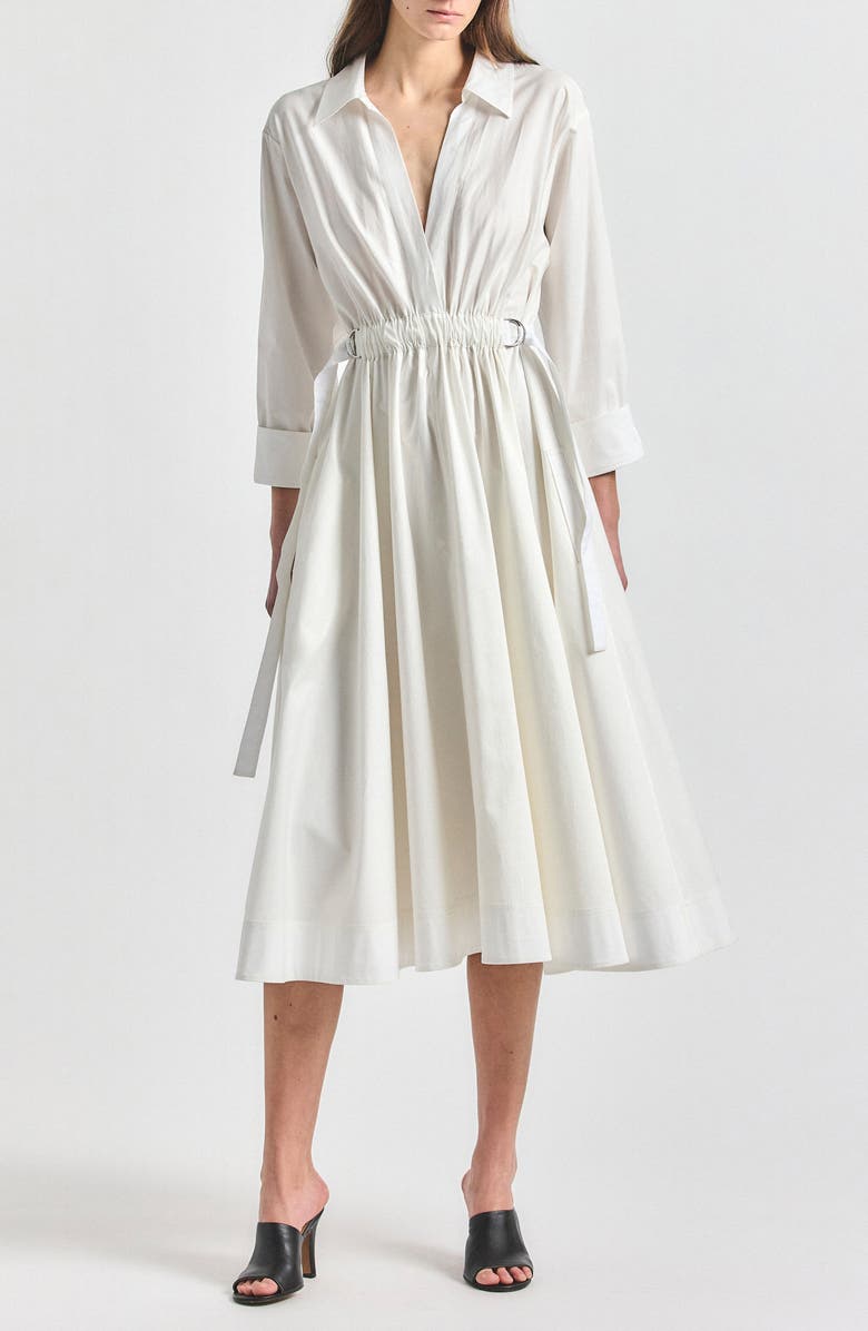 Derek Lam 10 Crosby Scarlett Poplin Midi Shirtdress, Main, color, White