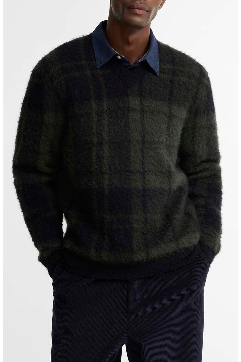 Hunham Tartan V-Neck Sweater, Main, color, BLACK