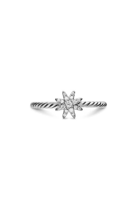 Petite Starburst Sterling Silver Diamond Ring