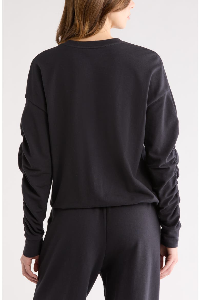Cinch Side Long Sleeve Top, Alternate, color, BLACK