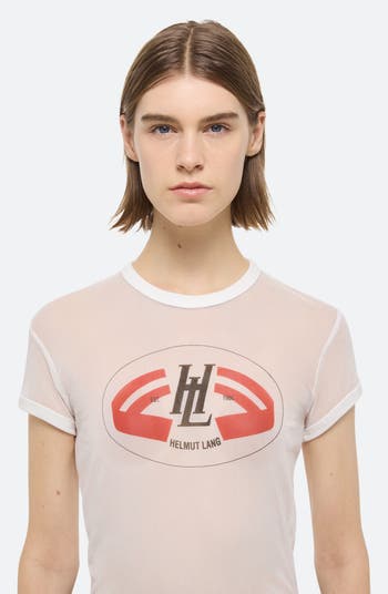 Tシャツ・カットソー HELMUT LANG SS24 SLIM FIT SHIRT (N10HW502_C7J) Helmut Lang Logo Embroidered Cotton T-shirt | Black | FARFETCH