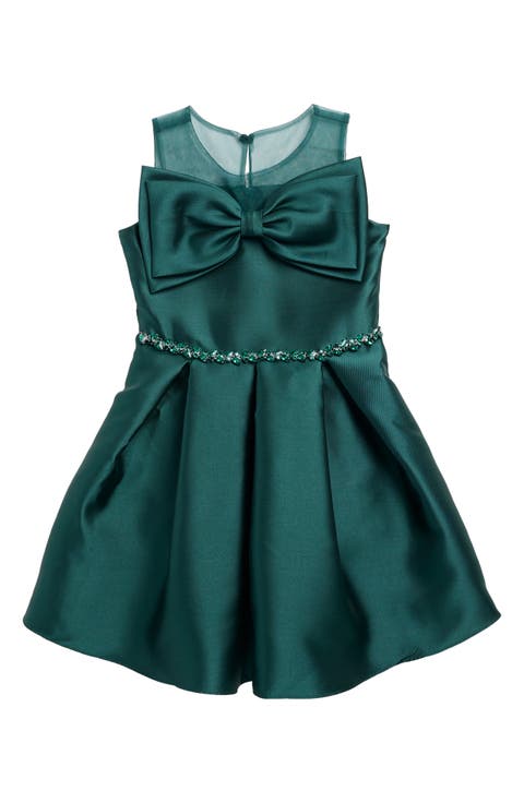 Kids' Illusion Neckline Bow Dress