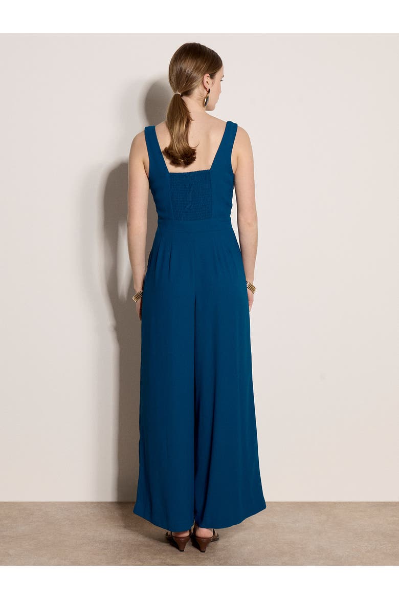Shirred Back Wide Leg Jumpsuit, Alternate, color, Blue