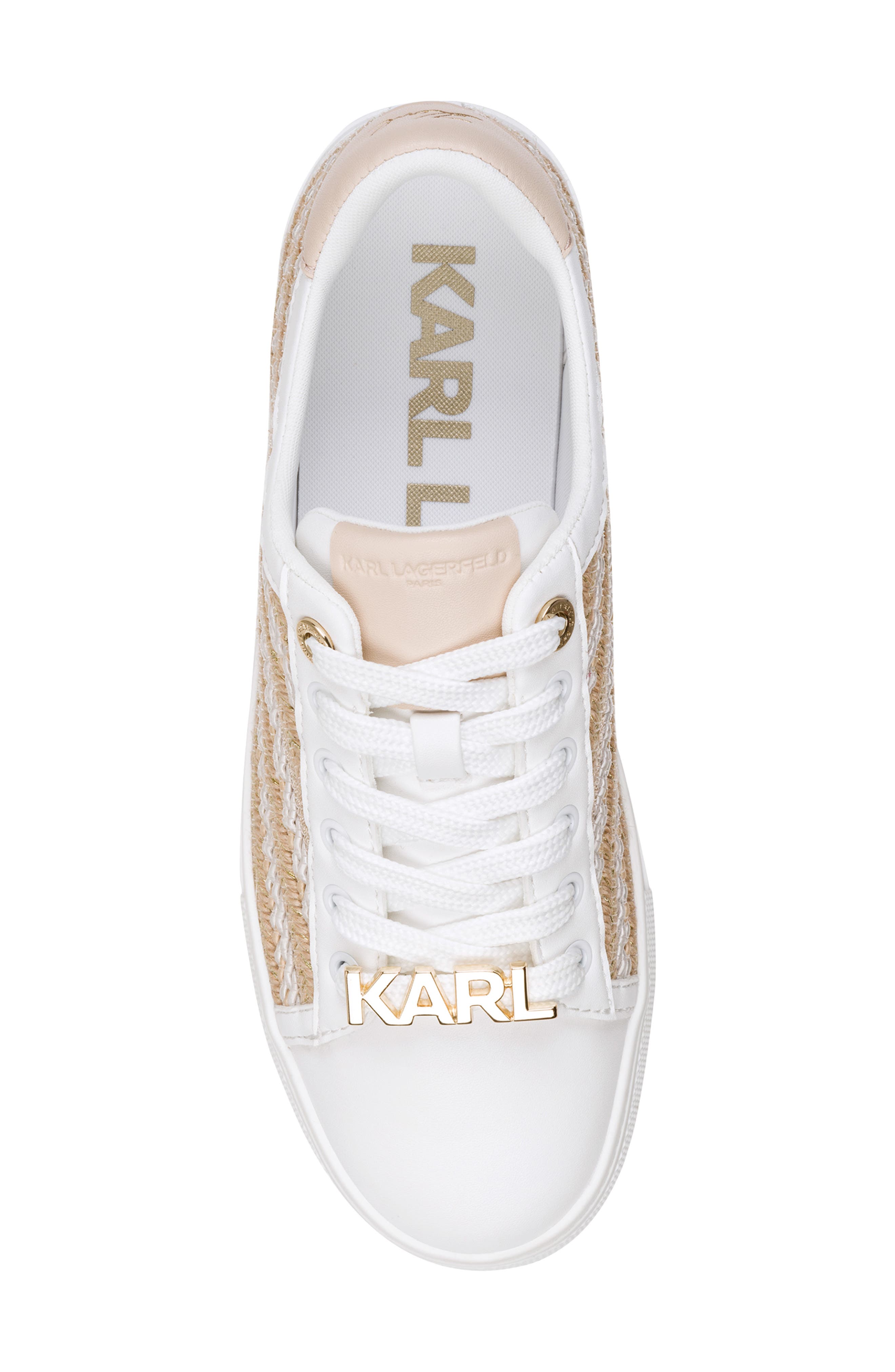 KARL LAGERFELD PARIS Cate Sneaker, Alternate, color, Natural/ Bright White