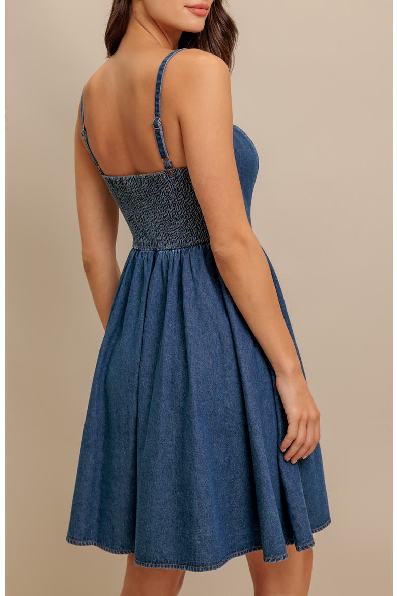 Lace-Up Denim Minidress, Alternate, color, MEDIUM INDIGO