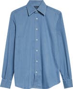 Thom Sweeney Lecce Point Collar Denim Button-Up Shirt