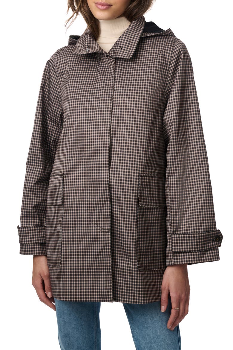 Recycled Polyester Rain Coat, Main, color, BLACK/BEIGE