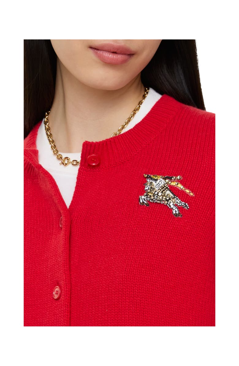 Burberry Wool Cashmere Cardigan, Alternate, color, Crayon Red
