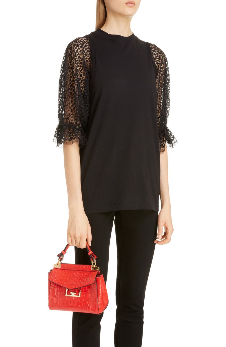 Givenchy Mini Mystic Croc Embossed Leather Satchel, Alternate, color,