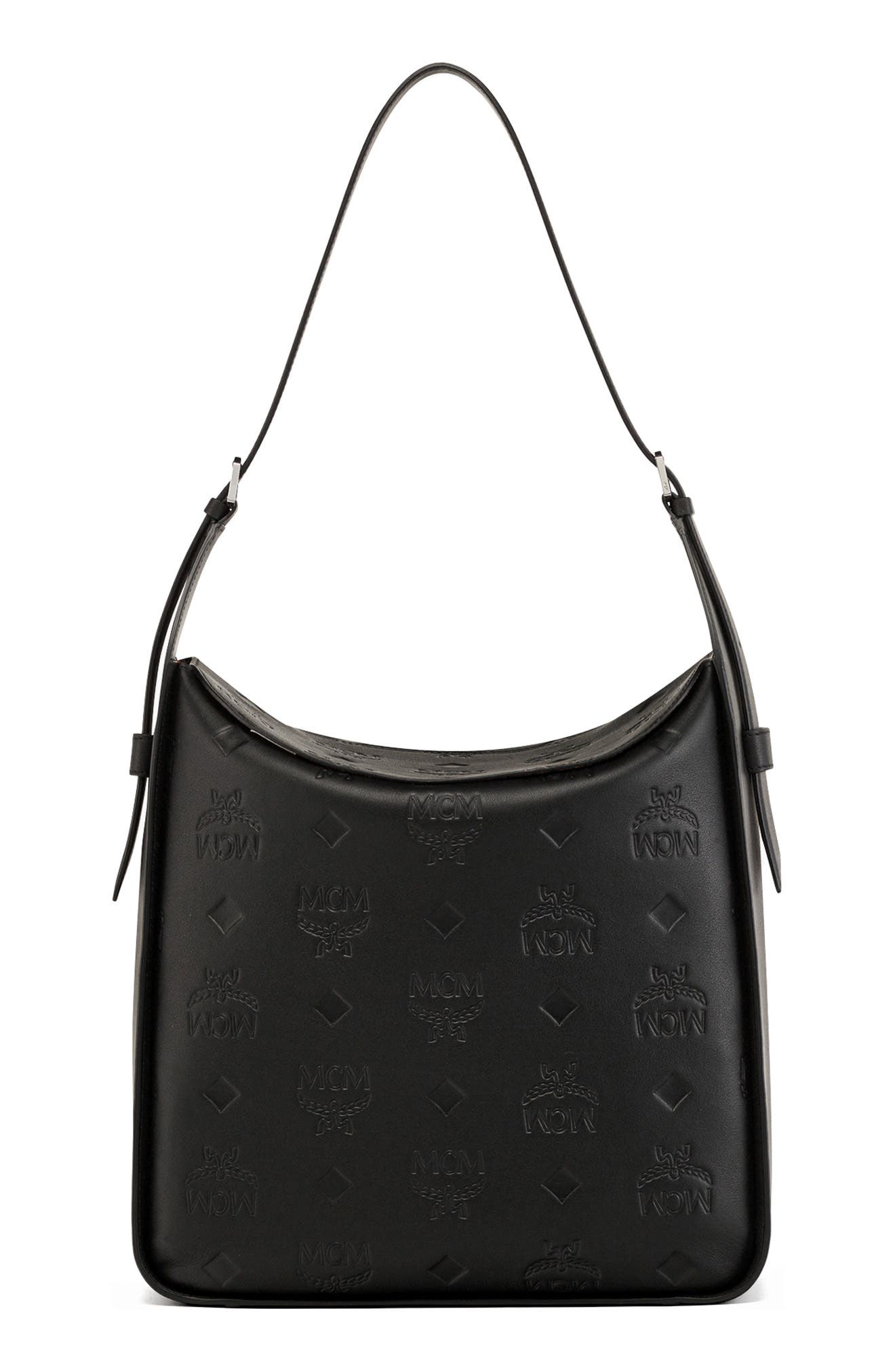 MCM Large Aren Leather Hobo Bag, Main, color, 