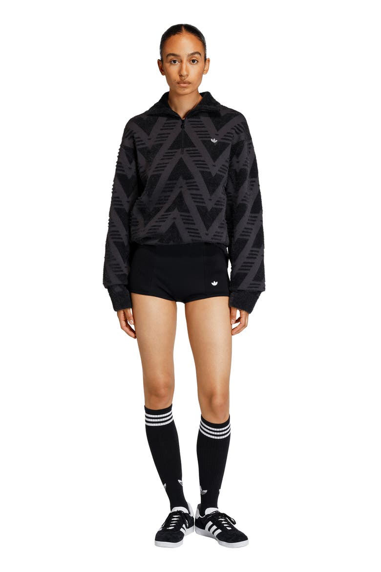 Chevron Knit Half Zip Pullover Sweater, Alternate, color, BLACK