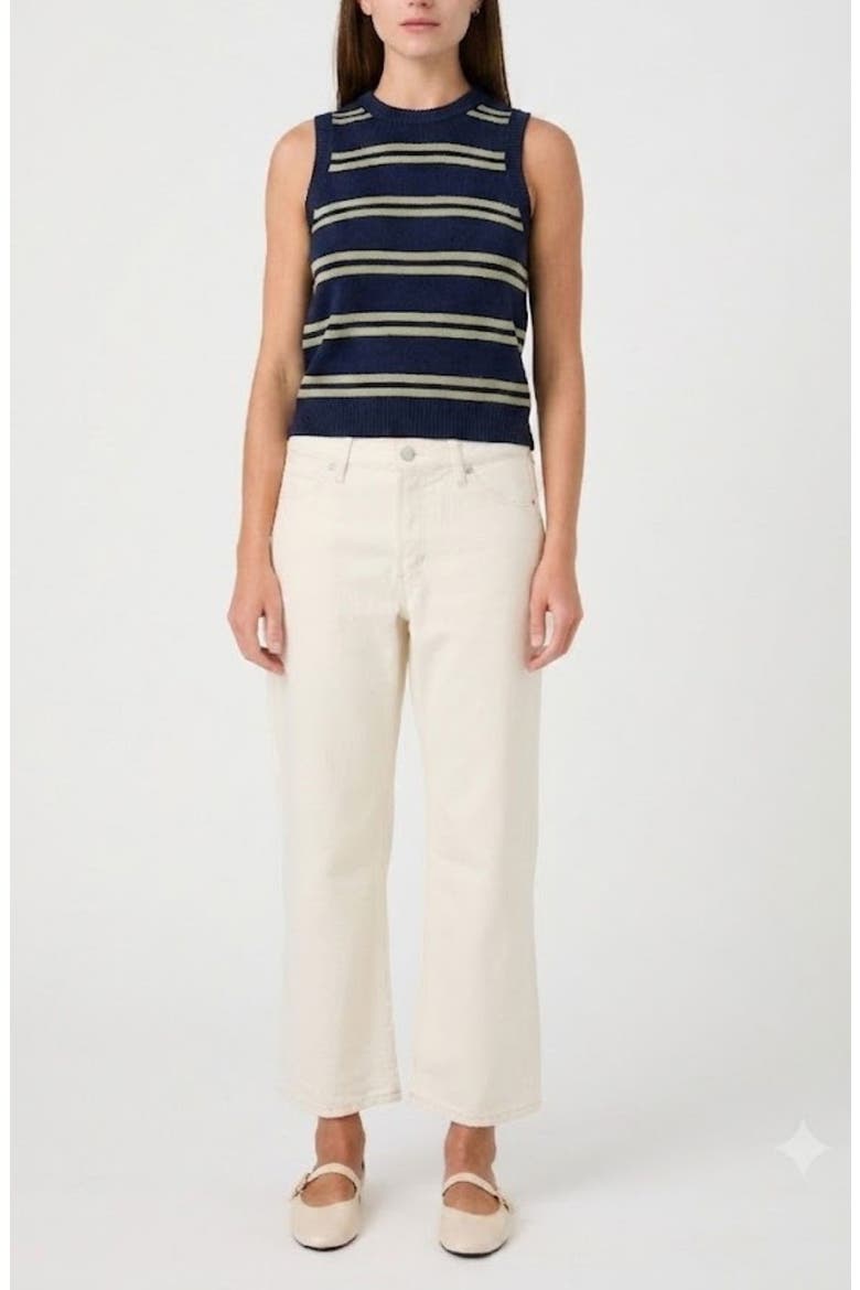 Hester Striped Rib Sweater Tank, Alternate, color, NAVY/ DUSTY GREEN STRIPE
