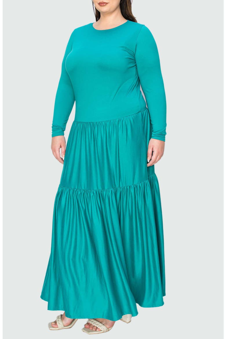 Long Sleeve Maxi Dress, Alternate, color, JADE