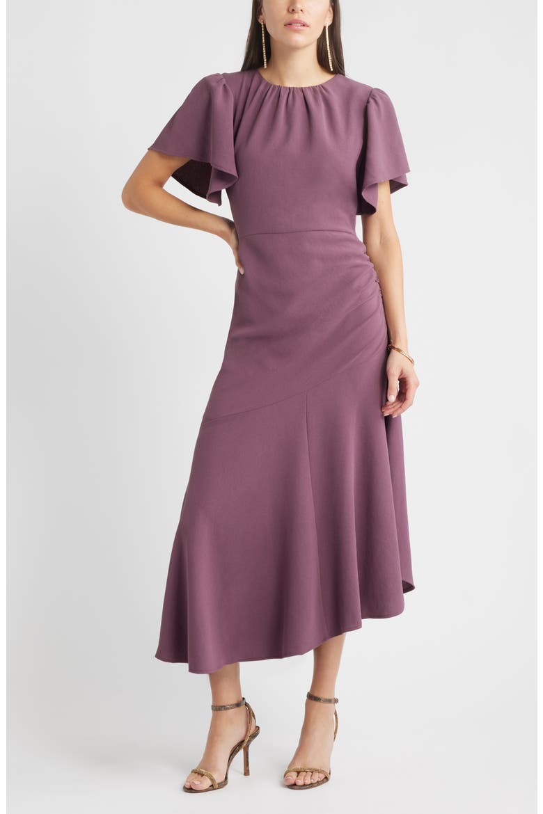 Asymmetric Crepe Maxi Dress, Alternate, color, PURPLE SERUM