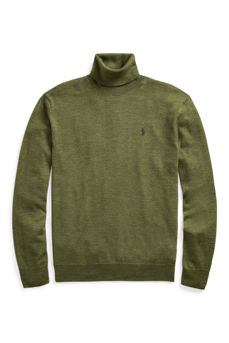 Merino Wool Turtleneck Sweater, Alternate, color, CLASSIC OLIVE HEATHER