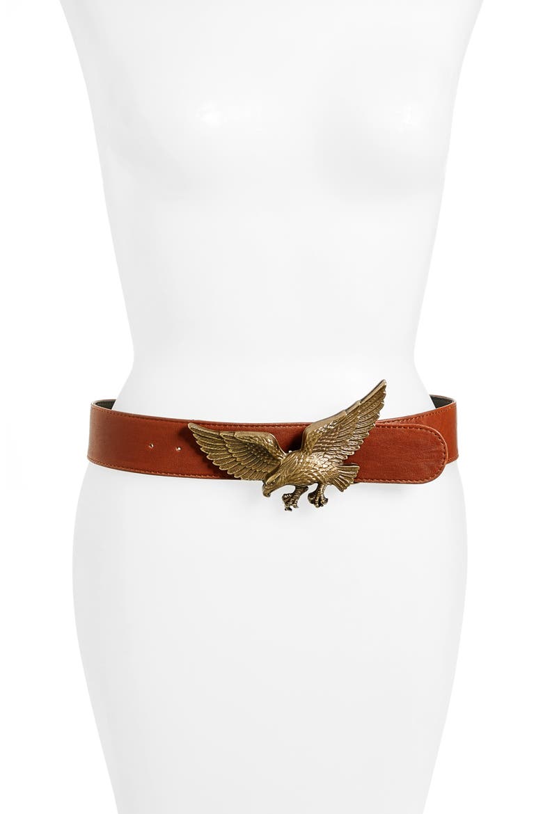 Eagle Leather Belt, Main, color, COGNAC