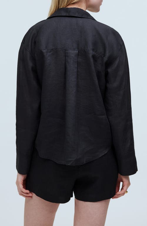 Madewell Resort Ramie Button-up Shirt In True Black