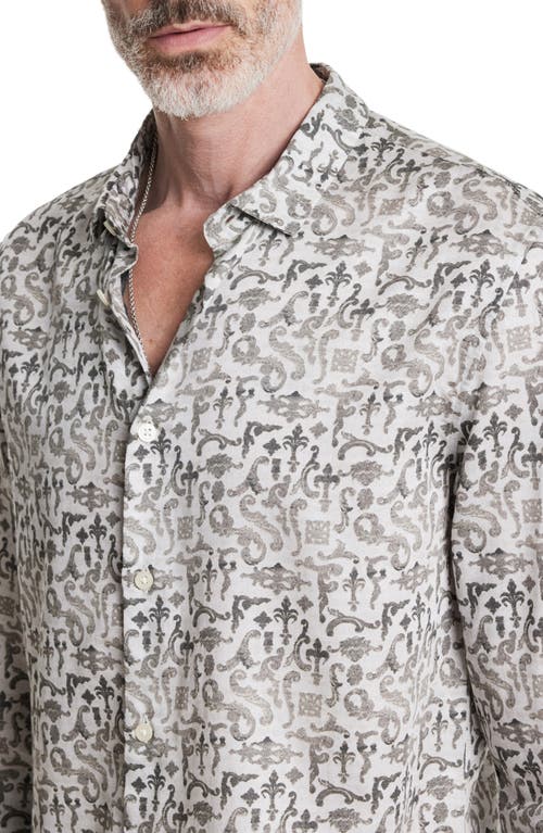 John Varvatos Ross Regular Fit Print Shirt In Gray
