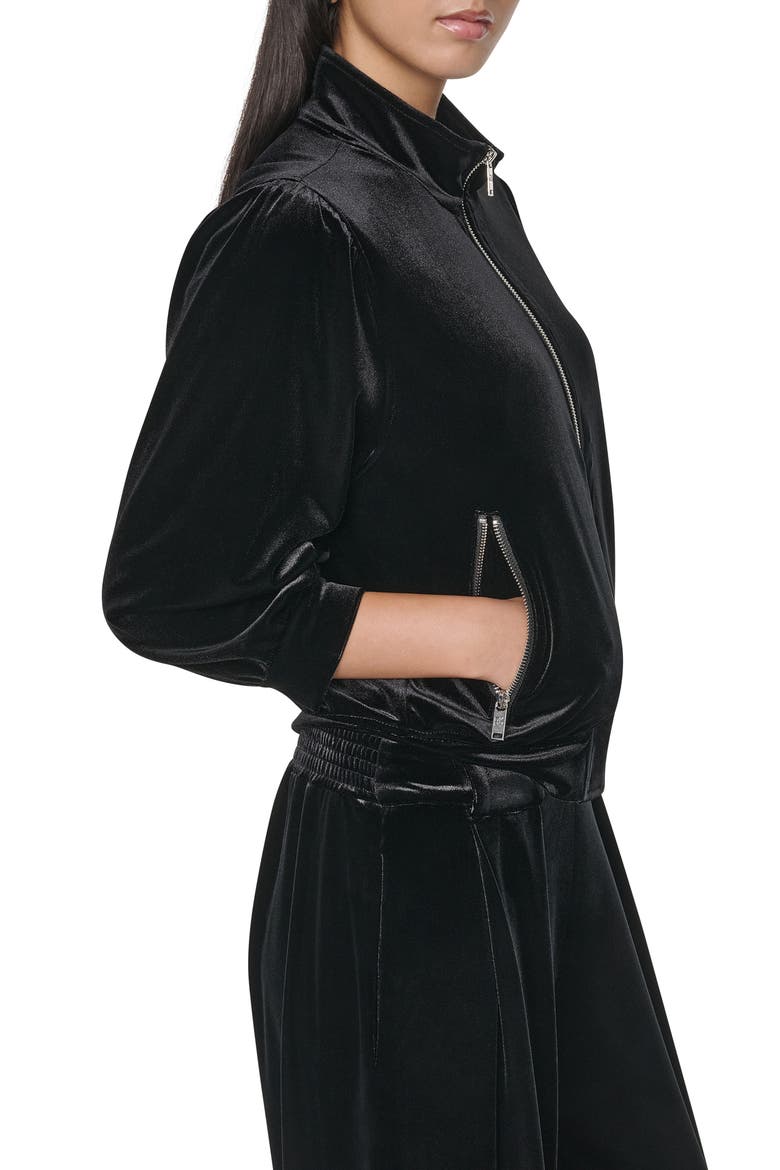 Stretch Velvet Jacket, Alternate, color, BLACK