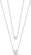 GLAZE JEWELRY Pavé Cubic Zirconia Butterfly Pendant Layered Necklace