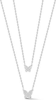 GLAZE JEWELRY Pavé Cubic Zirconia Butterfly Pendant Layered Necklace