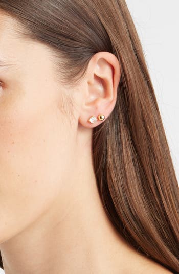 Set of 4 Demi Fine Essentials Stud & Hugging Hoop Earrings