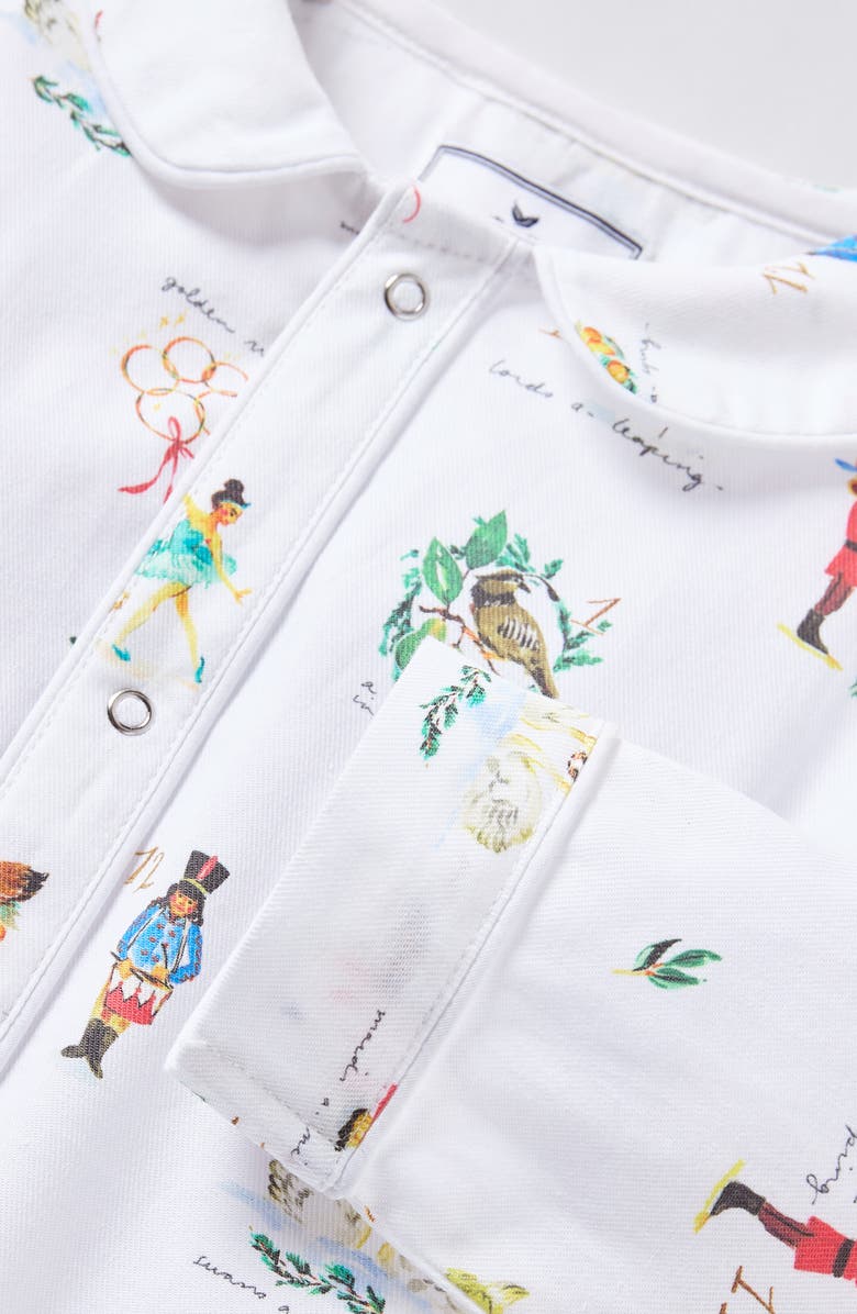 Petite Plume Cambridge 12 Days of Christmas One-Piece Brushed Twill Pajamas, Alternate, color, White