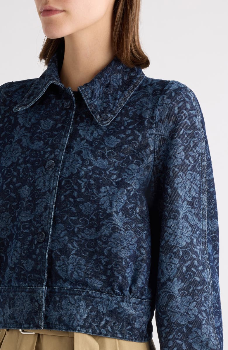 Dries Van Noten Vistam Floral Jacquard Crop Denim Jacket, Alternate, color,