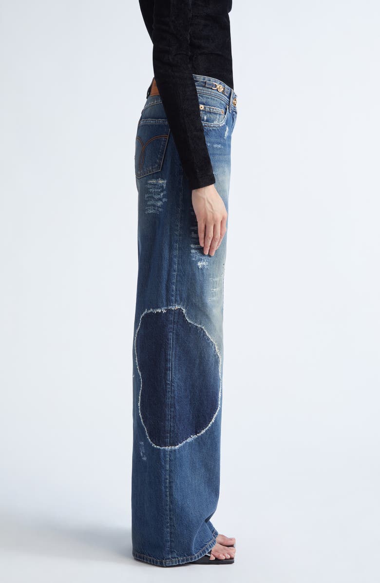 Versace Medusa '95 Distressed Boyfriend Jeans, Alternate, color, 