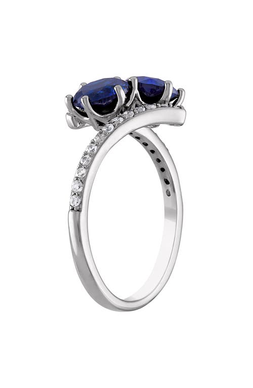 Fuzion Creations Blue & White Lab Grown Sapphire Bypass Ring In Sapphire