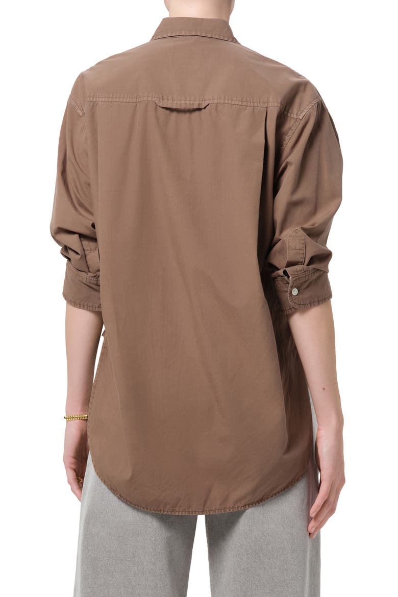 Kayla Oversize Poplin Button-Up Shirt, Alternate, color, COCOA ACID WAS