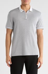 DENIM AND FLOWER Tipped Quarter Zip Knit Polo