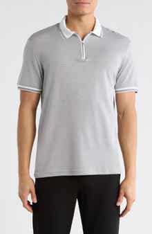 DENIM AND FLOWER Tipped Quarter Zip Knit Polo