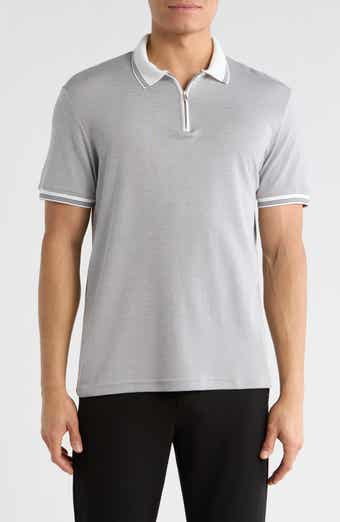 DENIM AND FLOWER Tipped Quarter Zip Knit Polo