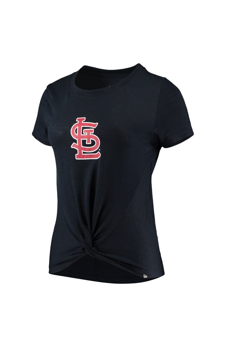 New Era Women's New Era Navy St. Louis Cardinals 2-Hit Front Twist Burnout T-Shirt, Alternate, color, Navy