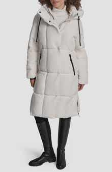 DKNY Box Quilted Longline Puffer Coat