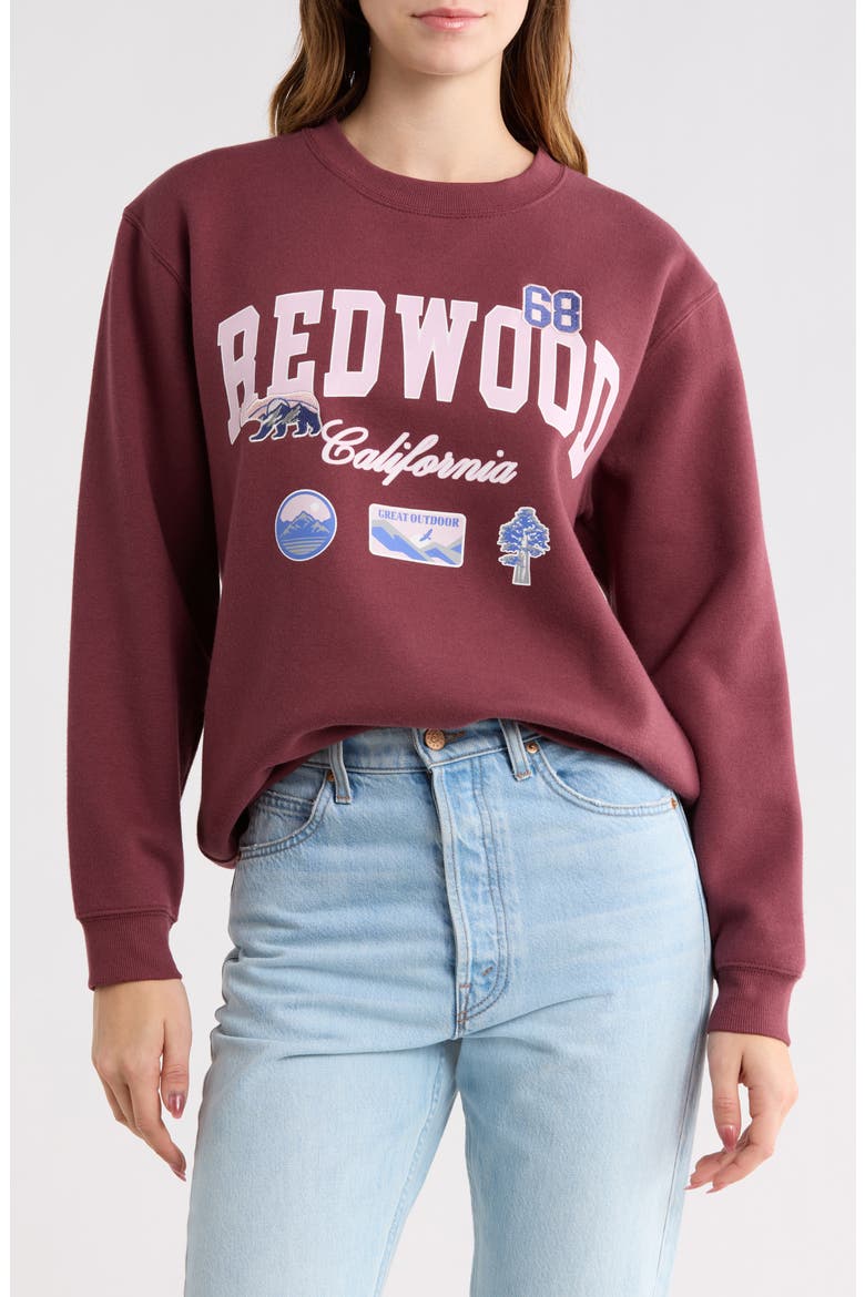 Redwood Fleece Sweatshirt, Main, color, MAROON
