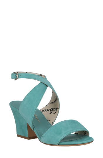 Ferragamo Sheena Suede Heel Sandals In Green