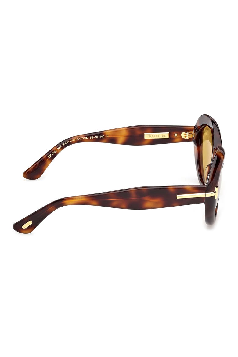 55mm Oval Sunglasses, Alternate, color, HAVANA / BAGUETTE VICUNA