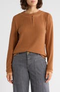 Democracy Long Sleeve Twofer Rib Knit Top