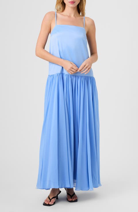 Marina Mixed Media Drop Waist Maxi Dress