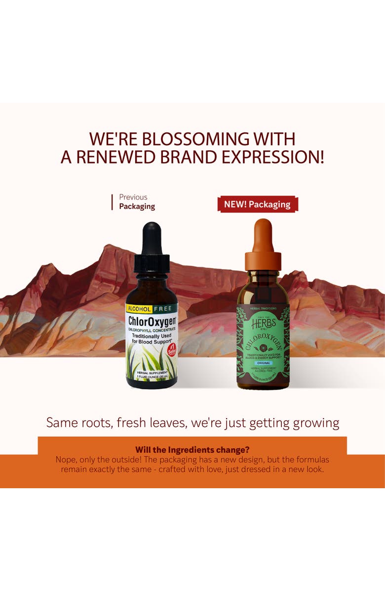 Herbs Etc. ChlorOxygen Chlorophyll Concentrate Liquid, Energy & Blood Support, 2 fl oz, Alternate, color, NO COLOR